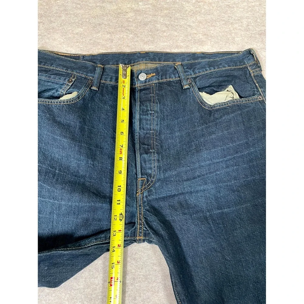 Levis 501 Original Fit Jeans Mens 38x34 Blue Denim Cotton Dark Wash Straight Leg